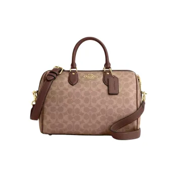 COACH Rowan Coated Canvas Crossbody One Shoulder Handbag Tubas Women's Tan & Brown