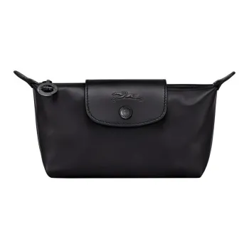 LONGCHAMP Le Pliage Xtra Large Cow Leather Makeup Bags Clutches Women's Black