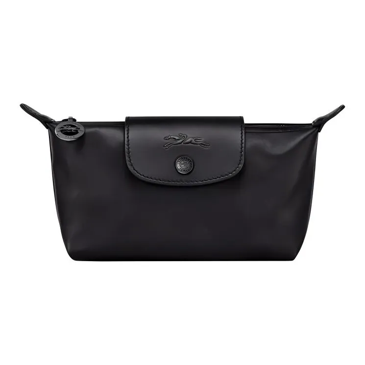 LONGCHAMP Le Pliage Xtra Large Cow Leather Makeup Bags Clutches Women's Black-0