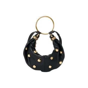 Chloe Grained Calfskin Crescent Bag Shoulder Bag Crossbody Bag Handbag Small Size Women's Black