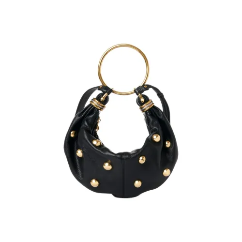 Chloe Grained Calfskin Crescent Bag Shoulder Bag Crossbody Bag Handbag Small Size Women's Black
