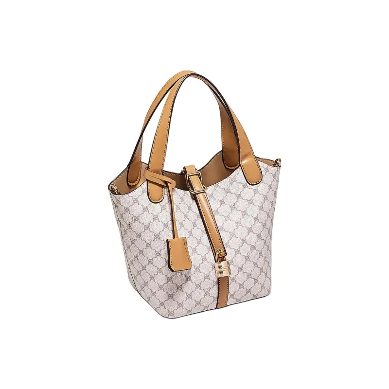 Marino Orlandi Synthetic Leather Bucket Bag Handbag Basket Bag Regular Women's Ecru/Coffee-2
