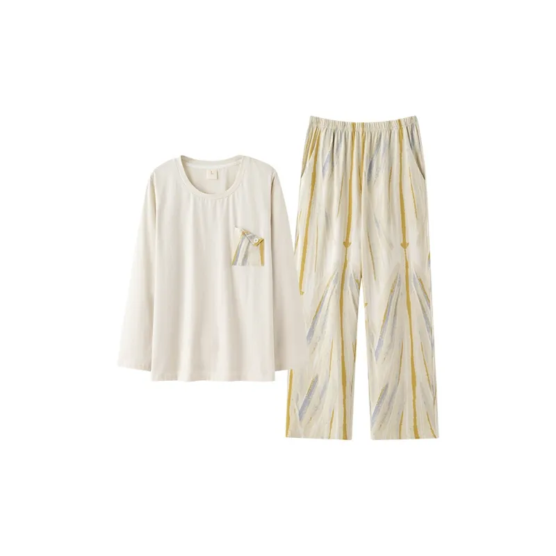 Qin Jing Pajama Set Women's Floral Apricot-1