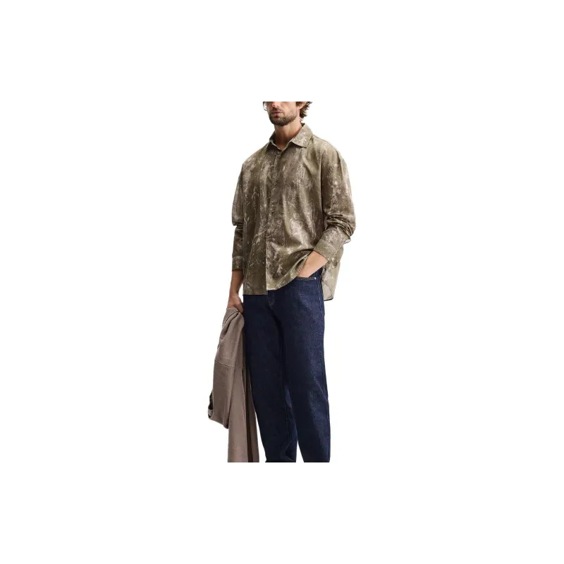 ZARA Shirts Men Khaki-2