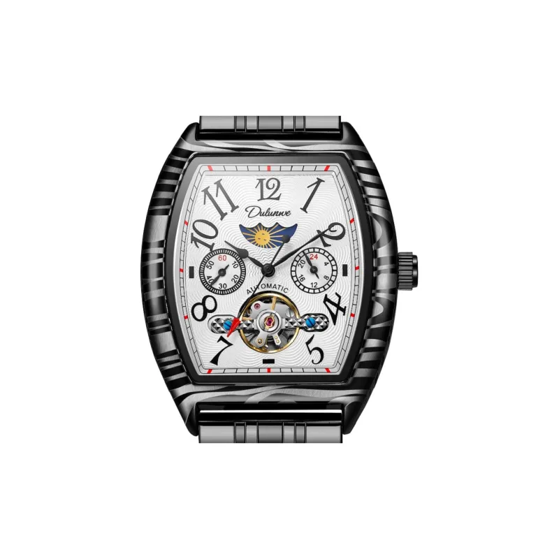 Dulunwe Automatic Mechanical Movement Steel Strap Watch Men's Watches White Dial-1