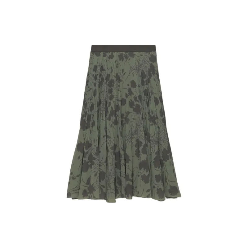 ARITZIA Wilfred New Twirl Pleated Skirt Casual Long Skirts Women's Smoky Sage Coal Gray/Smoke-Infused Sage Coal Gray-1
