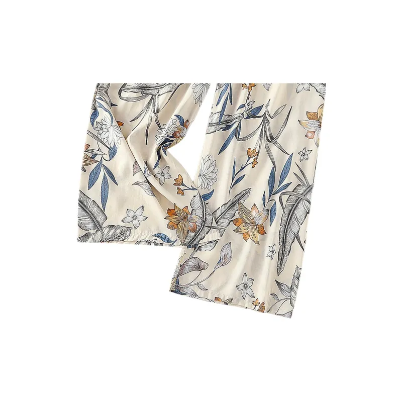 Flowers In Water Pajama Pants Women's Ecru Cottonwood-4