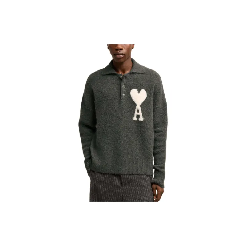 AMIPARIS Paris Ami De Coeur Knit Polo Sweater-4