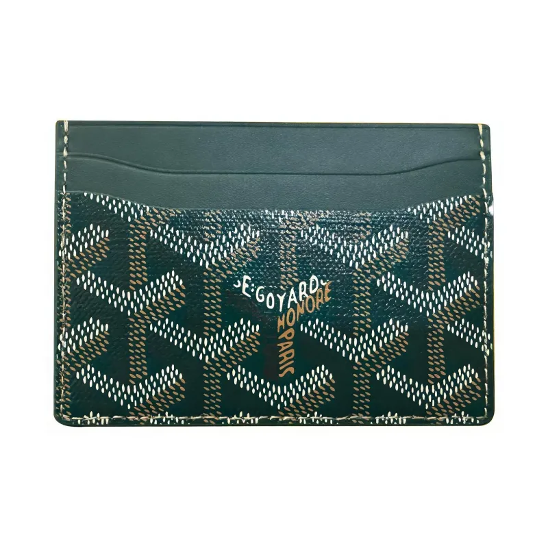 GOYARD Saint-Sulpice Canvas With Calfskin Card Holder Unisex Green Multicolor Red Heart-1