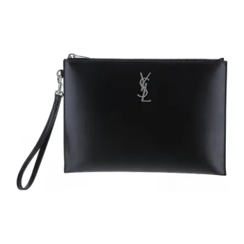 SAINT LAURENT Cow Leather Clutch Men's Black