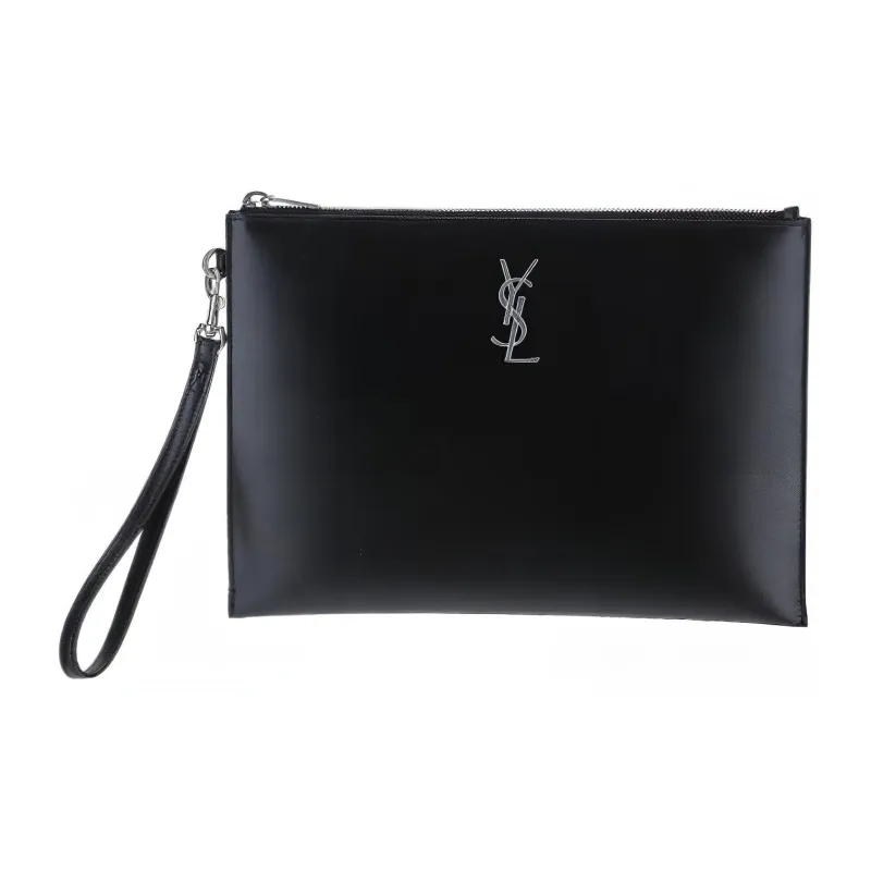 SAINT LAURENT Cow Leather Clutch Men's Black-0