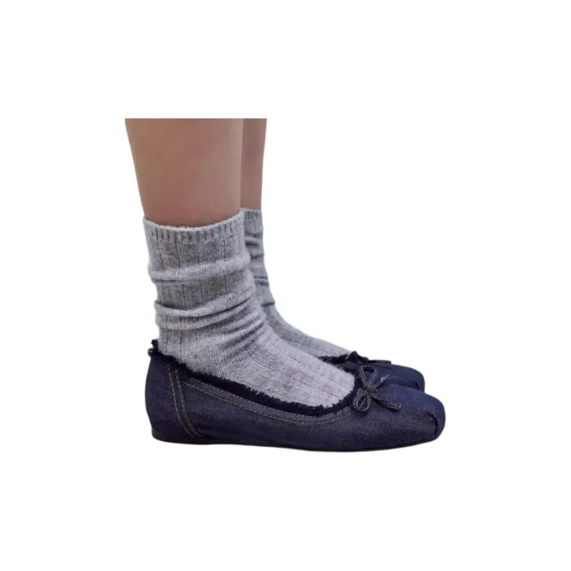 ZARA Knee-High Socks Women's Gray-3