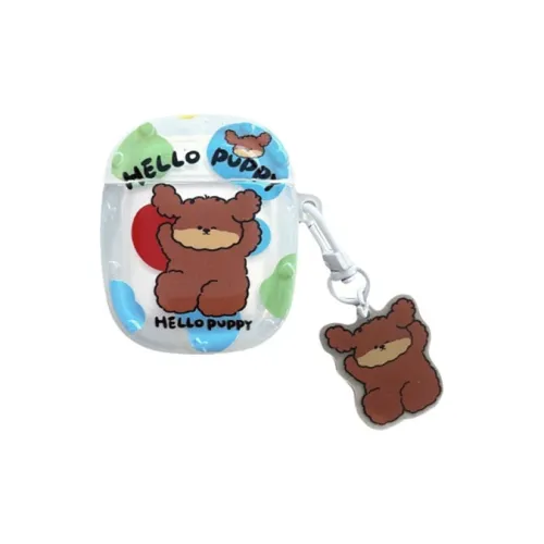 Compatibility AirPods 3/1/2/Pro 2 TPU Cartoon Brown Curl Puppy Fully Enclosed Impact Resistant Headphone Cases