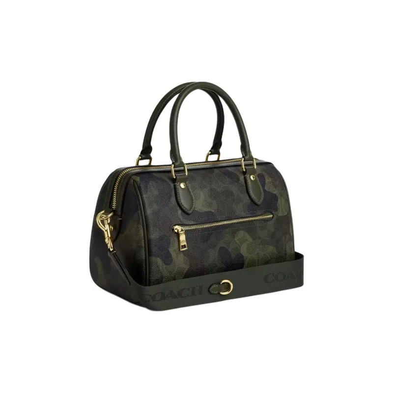 COACH Rowan Coated Canvas Shoulder Bag, Crossbody Bag, Handbag Medium Size Women's Green-1