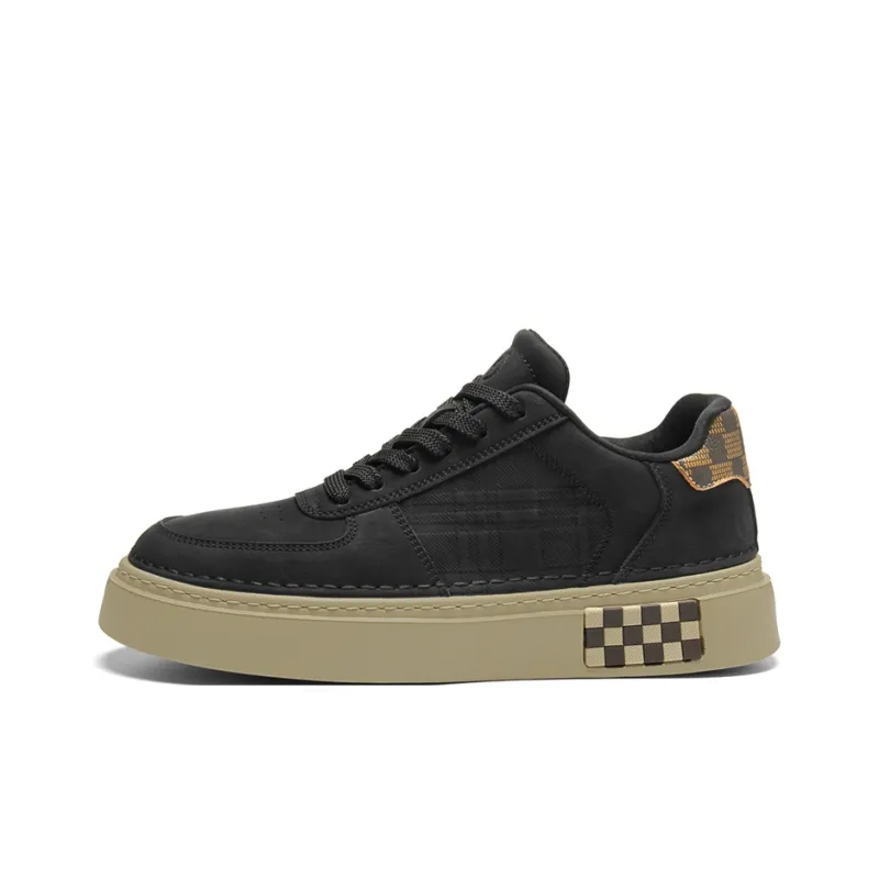 AOKANG Elegant Style Series Skateboard Shoes Men Low Top Khaki, Black-12