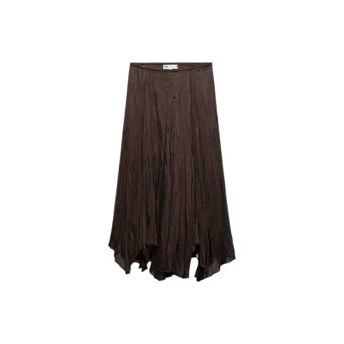 ZARA ZW Series Casual Long Skirts Women's Brown