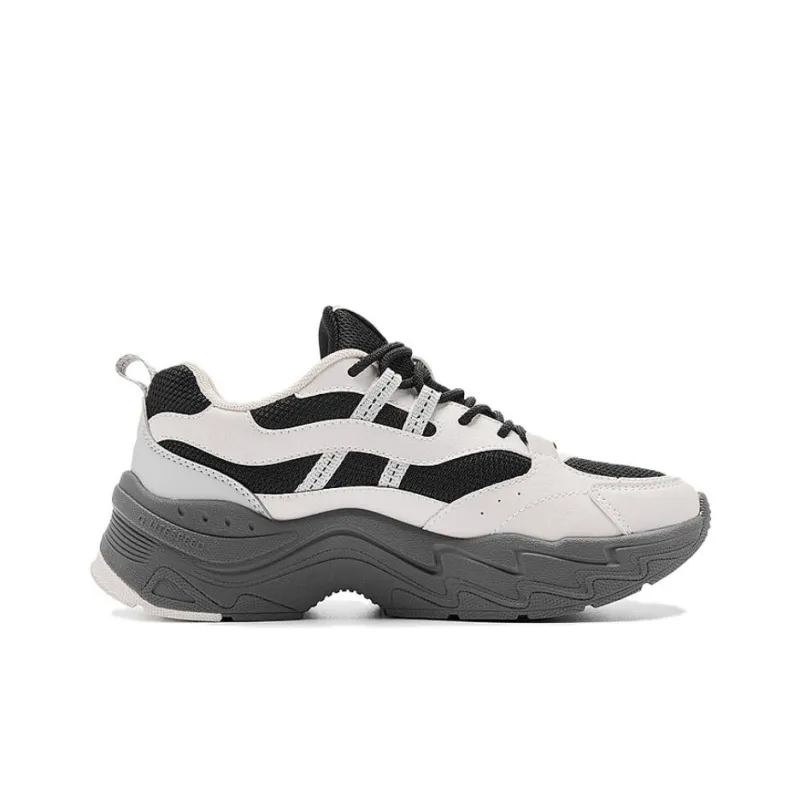QIAODAN Lightweight And Wear resistant Low Top Chunky Sneakers Women's White Black-1