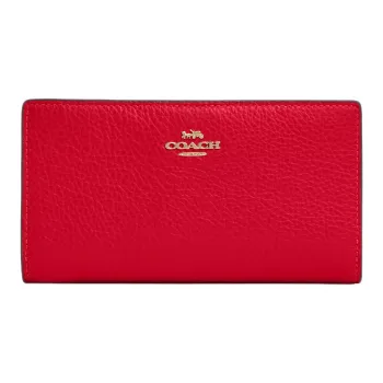 COACH Leather Wallet Small Size Women's Red