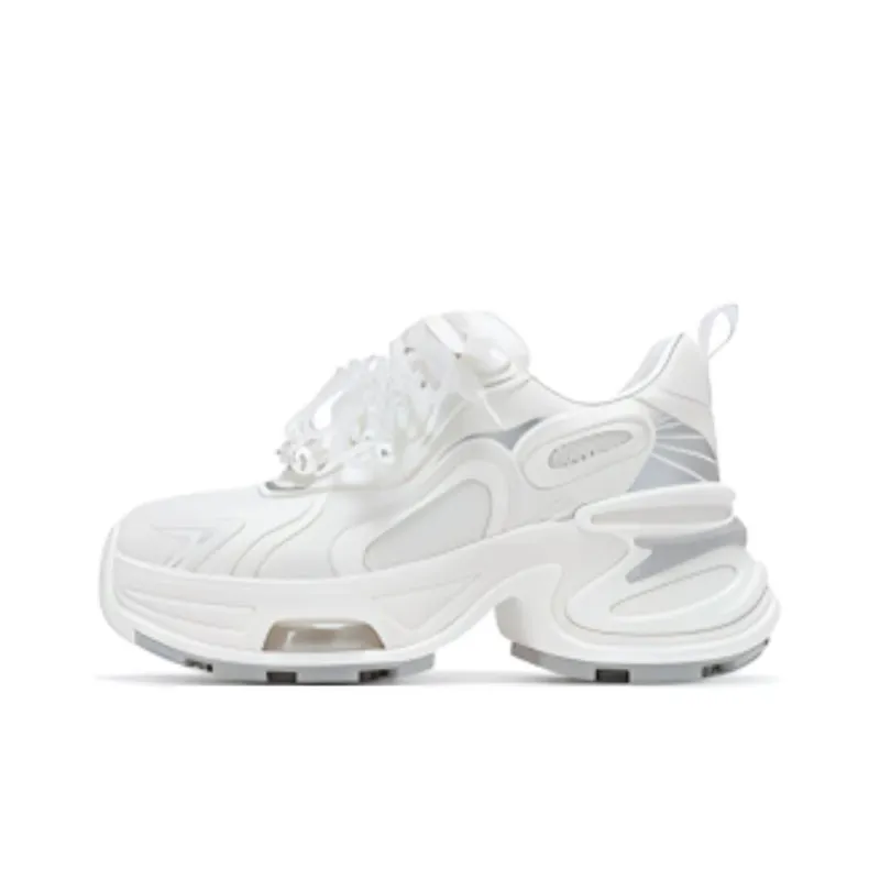 VITTORIO VENTURA Low Top Chunky Sneakers Women's White Silver-0