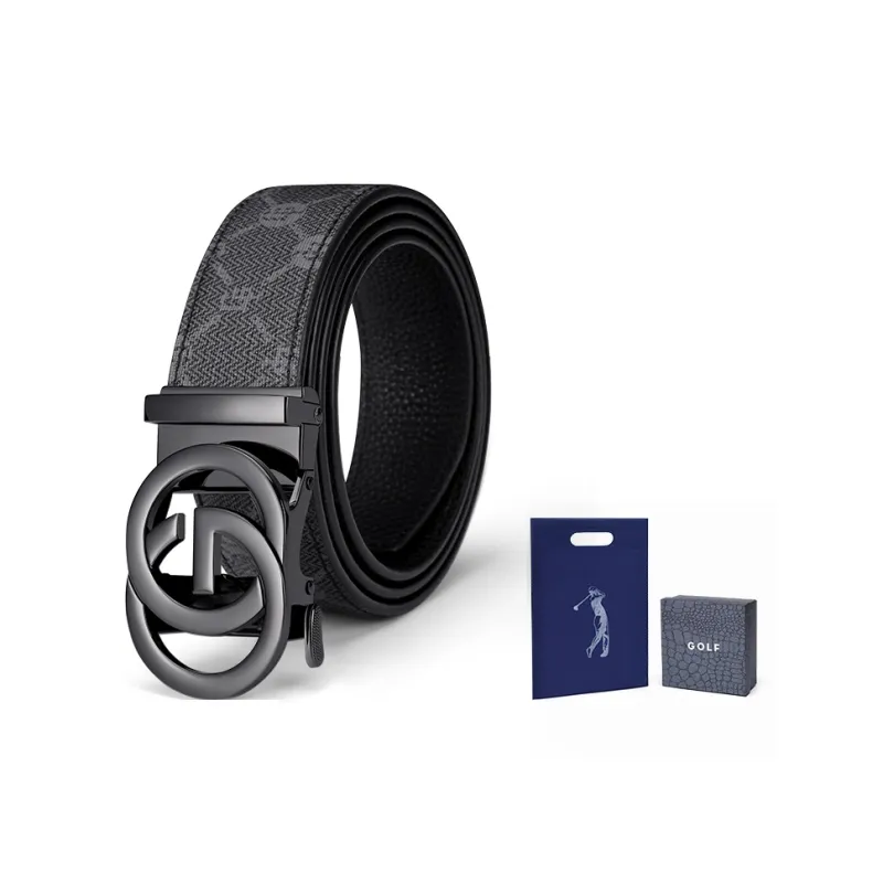 GOLF Top Grain Cow Leather Automatic Buckle Genuine Leather Belt Men's Multicolor 3.5cm-59
