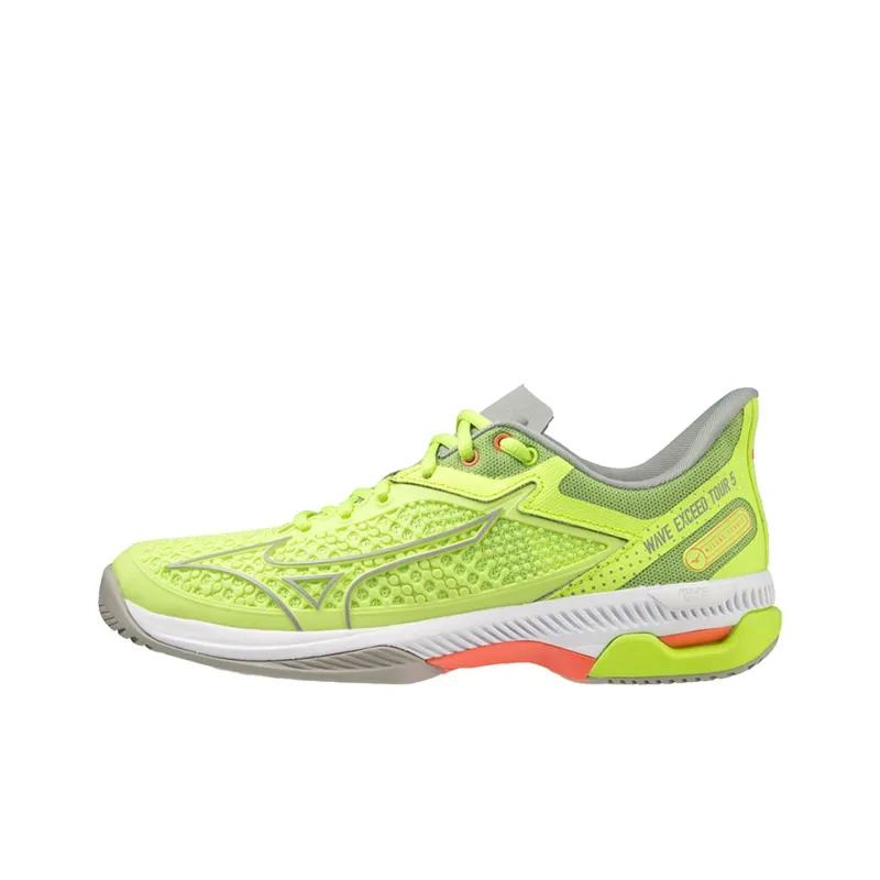 Mizuno Wave Exceed Tour 5 Cushioning, Wear Resistant Low Top Tennis Shoes Women's Lime Green-0