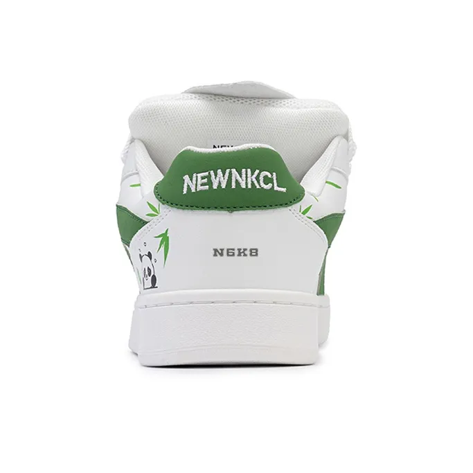 N6K8 Anti Slip Wear Resistant Low Top Skateboard Shoes Unisex White Green Gift Box Set-4