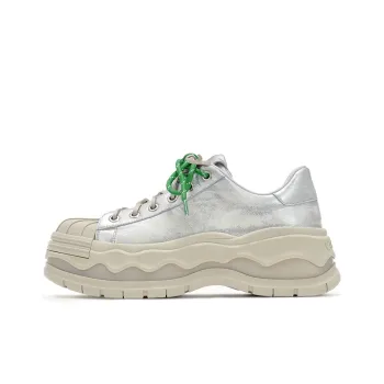 VITTORIO VENTURA Eggshell Base Low Top Skateboard Shoes Women's Wipe Silver