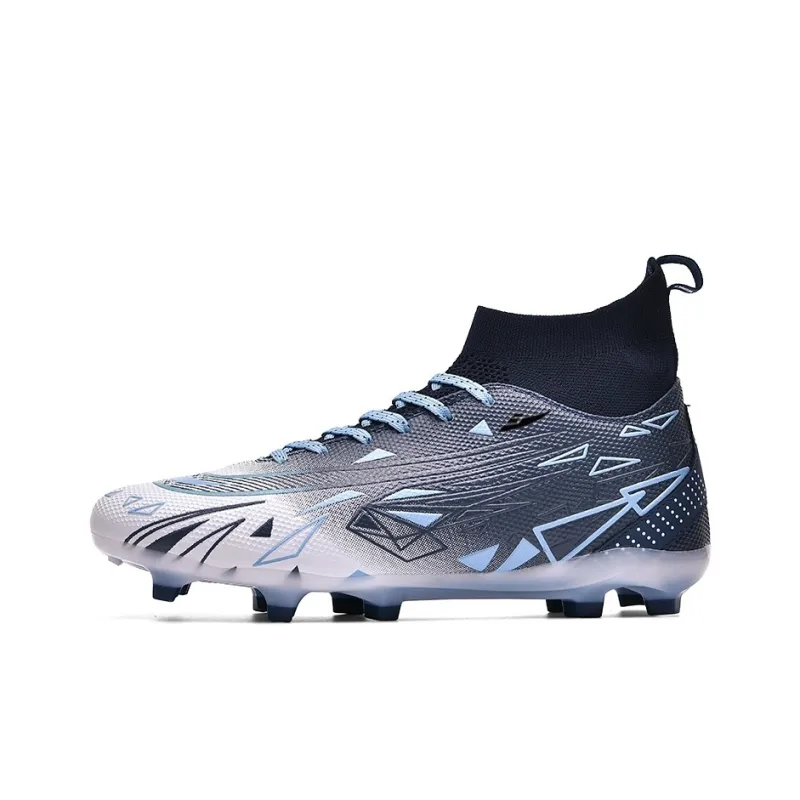 Kuding Soccer Shoes Unisex Mid Top Light Blue Pink/Dark Blue/White Blue-2