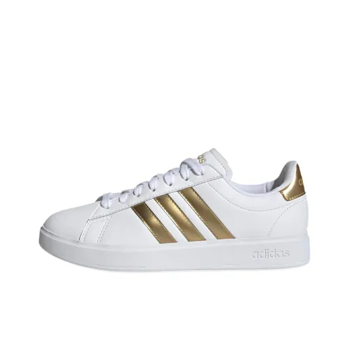 Adidas GRAND COURT Skateboard Shoes Women's Low-Top White Gold