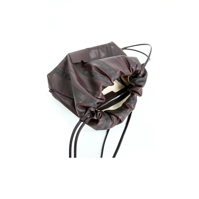 MUYSO Eco Friendly Recycled Leather Handbag Shoulder Bag Women's Brown-4