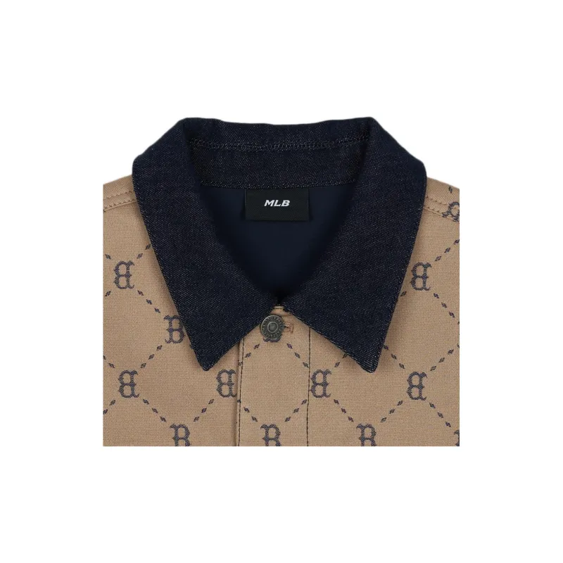 MLB Denim Mixed Jacquard Dia Monogram Boston Red Sox Denim Jackets Coats Unisex Marine Blue-2
