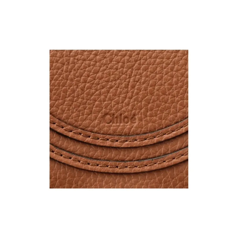 Chloe Marcie Raffia Shoulder Bag, Crossbody Bag, Handbag Small Size Women's Beige & Brown-5