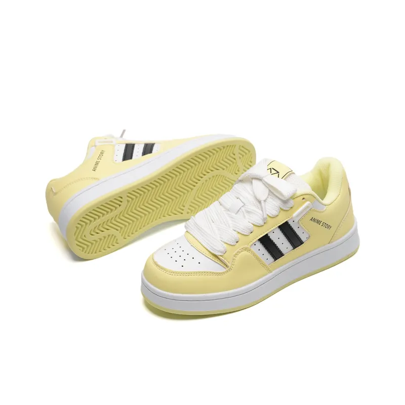 Anime Story Slip Resistant, Abrasion Resistant, Lightweight Low Top Skateboard Shoes Unisex Custard-5