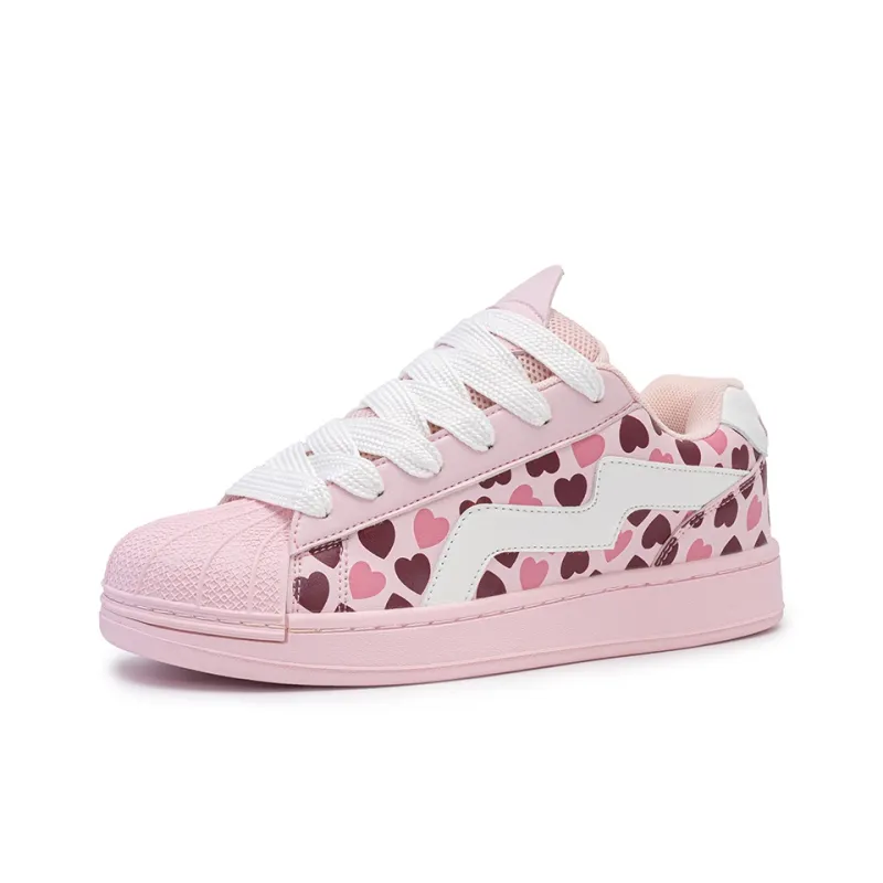 N6K8 Anti Slip Wear Resistant Low Top Skateboard Shoes Women's Pink Gift Box Set-2