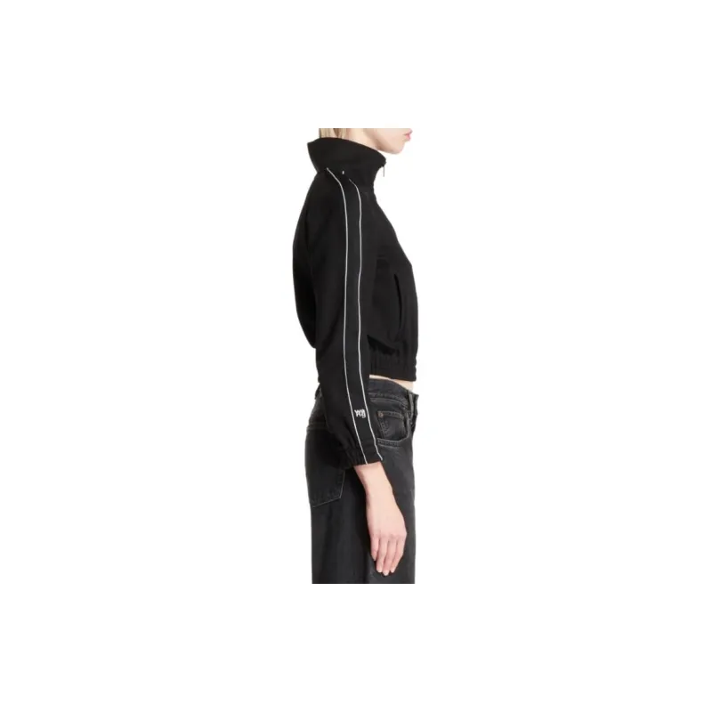 T By Alexander Wang Cropped Logo Webbing Tape Track Jacket Black-1