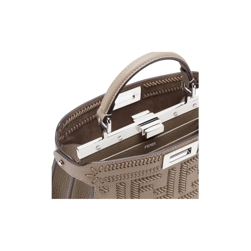 FENDI Peekaboo ISeeU Calfskin Shoulder Bag, Crossbody Bag, Handbag Trumpets Women's Dove Gray-4
