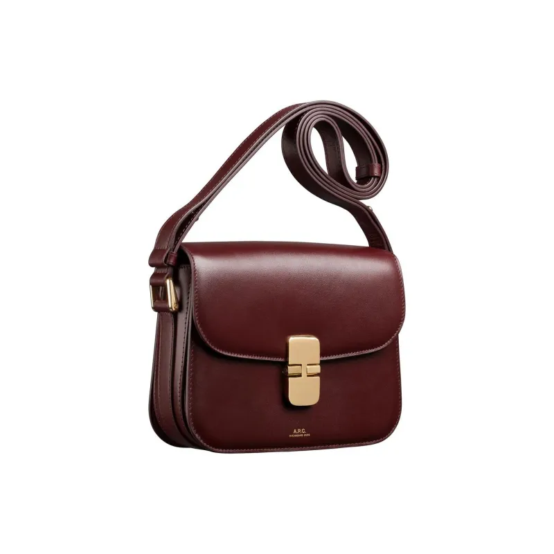 A.P.C Grace Smooth Calf Leather Crossbody Bag, Shoulder Bag Trumpets Women's Burgundy-1