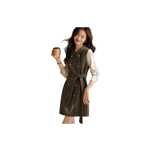 Mo Han Yi Mei Long-Sleeved Dresses Women's Olive Green