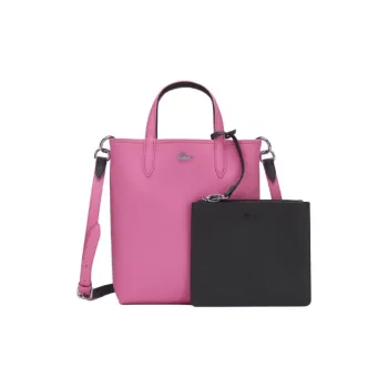 LACOSTE PVC Tote Bag Shopping Bag Handbag Medium Size Women's Pink & Dark Coffee