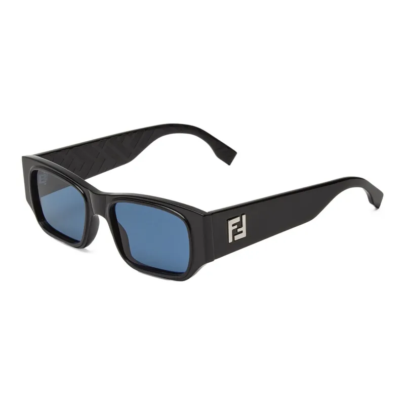 FENDI Acetate Metal Palladium Plated Rectangular Sunglasses Men's Black-0