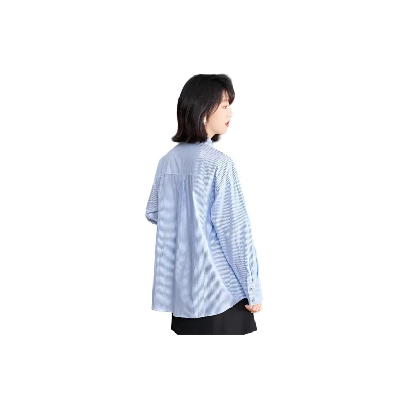 La Chapelle Shirt Women's Blue Stripes-1