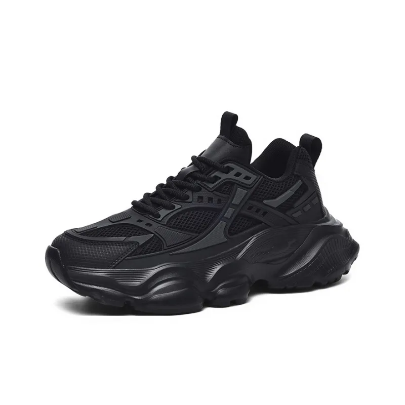 Grumpy Ram Anti Slip Wear Resistant Breathable Height Increasing Low Top Chunky Sneakers Men's Black-1