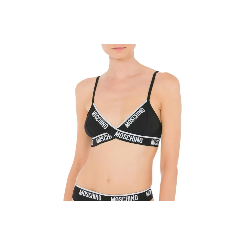 MOSCHINO Logo-tape Detail Stretch-cotton Bra-1
