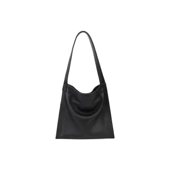 YOCAMU Top Grain Cow Leather Handbag, Shoulder Bag Regular Unisex Black