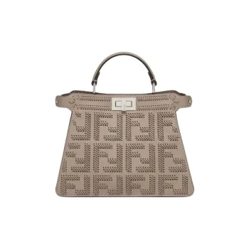 FENDI Peekaboo ISeeU Calfskin Shoulder Bag, Crossbody Bag, Handbag Small Size Women's Dove Gray