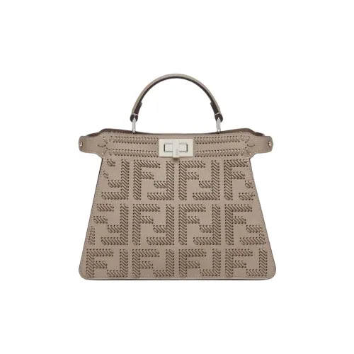 FENDI Peekaboo ISeeU Calfskin Shoulder Bag, Crossbody Bag, Handbag Small Size Women's Dove Gray