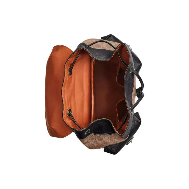 COACH Coated Canvas Backpack Large Size Men's Tan & Black-2