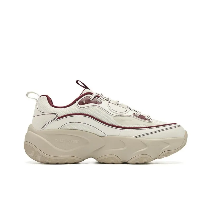 QIAODAN Lightweight Anti Slip Low Top Chunky Sneakers Women's Ecru-1