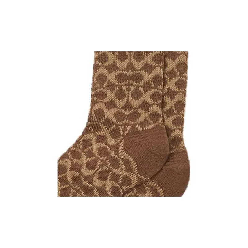 COACH Knee High Socks Men's Khaki-4