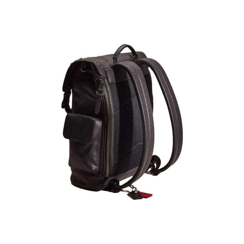 COACH Rivington Soft Grained Leather Backpack Unisex Black Copper & Black-1